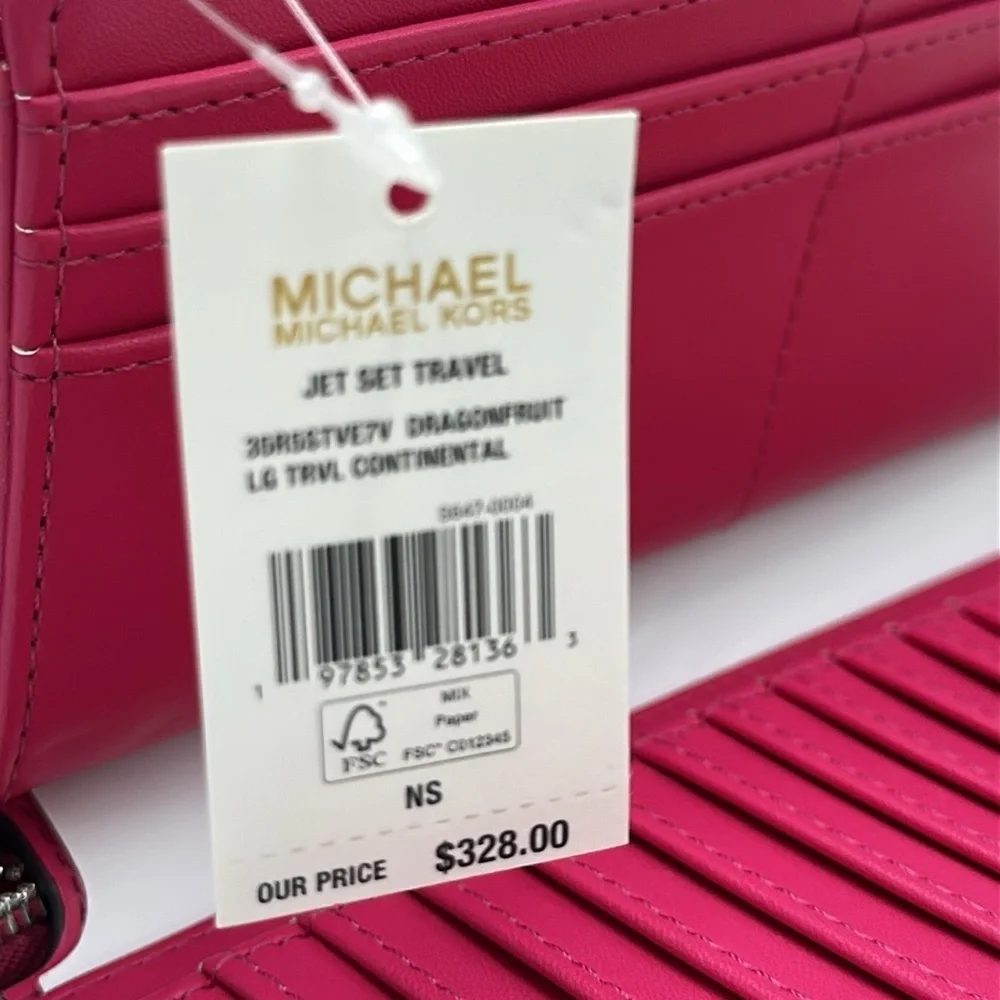 MICHAEL KORS Continental Wristlet Phone Case Wallet Dragonfruit   NWT